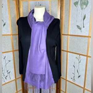 Descours Paris Cotton Fringed Heathered  medium purple scarf